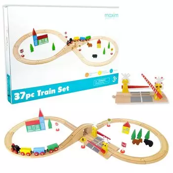Wooden Rail Simple and Easy to Assemble Figure 8 Course Sound Railroad Crossing Set Maxim Train Toy Educational Toy Gift Wrapped