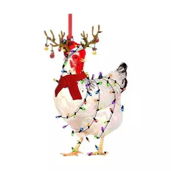Wooden Rooster Pendants Exquisite Chrismas Tree Hen Pendant New Year Ornaments 1