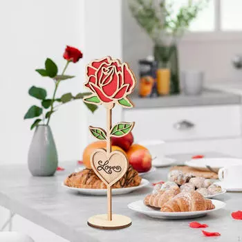 Wooden Rose Sign Valentines Day Decor Unique, Flower Plaque, for Party Birthday