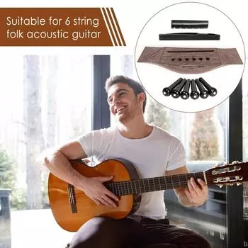 Wooden Rosewood Bridge Pins Saddle Nut Sets Acoustic Guitar Lower Wooden Bridge Acoustic Guitar B