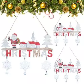 Wooden Santa Claus Elk Snowman Christmas Hanging Ornaments Christmas Door Hanger Merry Christmas Decoration for Home