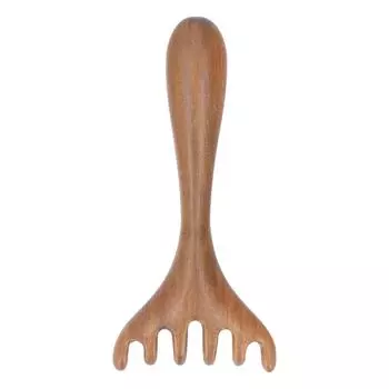 Wooden Scalp Massager Handheld Wide Tooth Manual Relaxation Tool 6 Claw Rounded Teeth Wood Massage C
