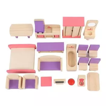 Wooden Simulation Toy Solid Wood Children Play House Small Furniture Toy Set for Children