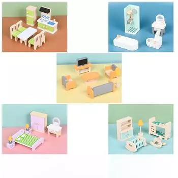 Wooden Small Furniture Children S Play House Simulation Home Set Doll Room Scene Decoration Mini Small Toys