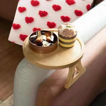 Wooden Sofa Armrest Tray Universal Clip-On Side Table for Couch Non-Slip A