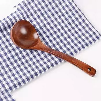 Wooden Soup Spoon Long Handle Dessert Rice Soup Ladle Teaspoon Cooking Spoons Kitchen Cutlery Gadget Accessories Wholesale Drop коричневый