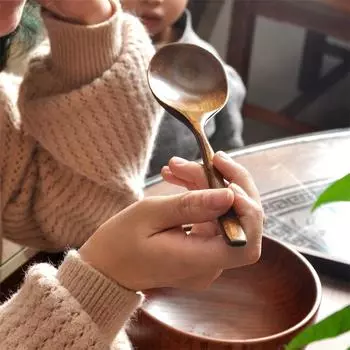 Wooden Spoon 1/2/3pc Wood Soup Spoons for Eating Mixing Stirring Cooking Long Handle Spoon with Japanese Style Kitchen Utensil
