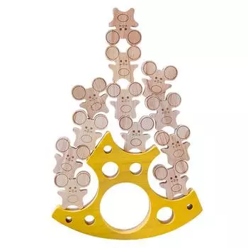 Wooden Stacking Children Toy With Mouse And Cheese Design For Fine Skills Motor