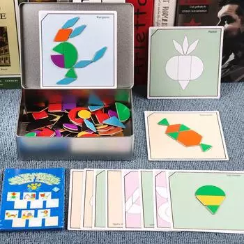 Wooden Tangram Magnetic Puzzle Toys 168 Pieces Early Childhood Gift Education