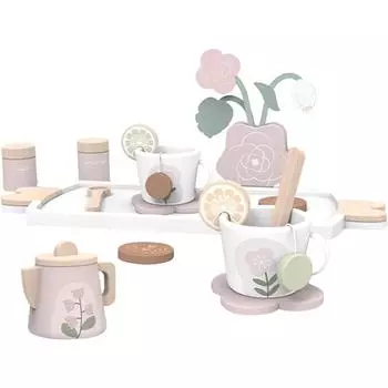 Деревянный чайный сервиз, чайная чашка, кофейные блюдца, поднос, десерт с аксессуарами, ролевые игры, деревянные игрушки для мальчиков и девочек 3 лет, набор для послеобеденного чая для малышей 31*11*10cm розовый