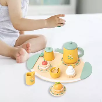 Деревянный чайный набор, игрушки, торт, принцесса, игровой набор, ролевые игры, кукольный домик, декор, миниатюра для