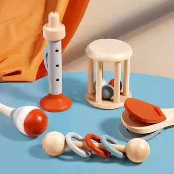 Wooden Textile Drum Toys For Infants And Young Children Logical Thinking Hand-Eye Coordination Training Ringing bell