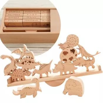 Wooden Toy Daiwa TsumiTsumi Seesaw Wooden Building Shape Wooden 3D (Dinosaur) Puzzle, Animal, Creature, Inset, Puzzle, Blocks, Matching, Toy, Puzzle…