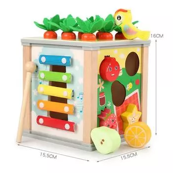 Wooden Toy Kids With Carrot Strawberry Fruits Puzzle Chest For Play Educational