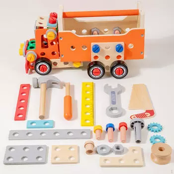 Wooden Toy Tool Box Building Set Christmas Gifts Play Accessories Birthday Gift