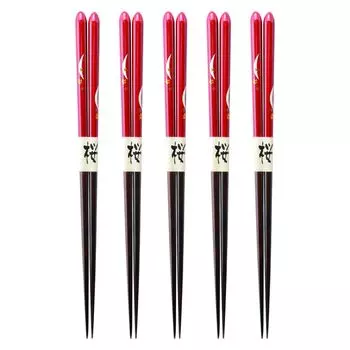 Wooden Tsukizakura Set of Current Model J-Kitchens Chopsticks, Chopsticks, Vermilion, 5, 23.5cm,