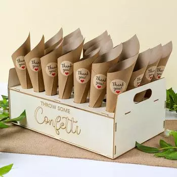 Wooden Wedding Confetti Cone Frame Tray Confetti Cones Stand Box Rustic Wedding Decoration DIY Holder Support Party Favor