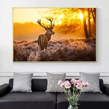 Лесные дикие животные олень фото холст печать современный настенный художественный постер природный пейзаж картина для гостиной домашний декор Cuadros 21x30cm No Framed