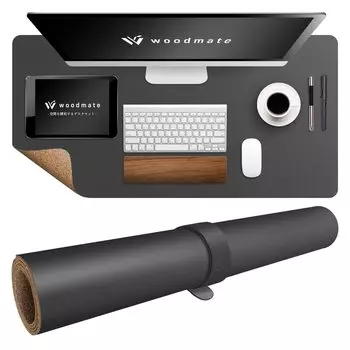Woodmate Desk mat that harmonizes your space by a space Leather Cork back desk pad 80cm x ``Supervised designer (Gray, 40cm)