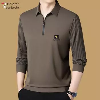 Woodpecker Men s Half-Zip Long-Sleeve Polo - Casual Autumn Fashion 180/96A for 145-160 jin зелёный