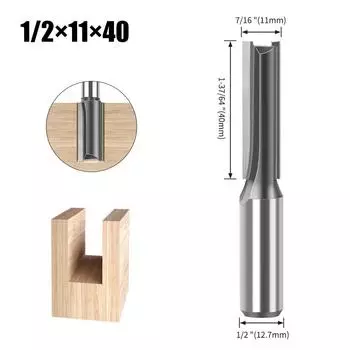 Woodworking Milling Cutter 1/2 Handle Extended Straight Blade Length 40Mm Slotted Straight Cutter Notch Cutter Slotted Milling Cutter Tools Extended straight knife 1/2 * 11 * 40