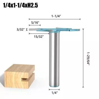 Woodworking Milling Cutter Four-blade T-knife Slotting Knife Slotting Knife 2.5mm, 3mm, 3.5mm, 5mm, 6mm Groove Width Trimming Four-edged T-knife 1/4 * 31.8 * 2.5