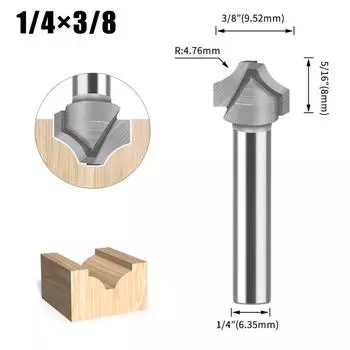Woodworking Opening Carving Knife, Slotting Knife Lace Knife 1/4R Knife, Engraving Machine Woodworking Knife, Double R Woodworking Opening open engraving knife 1/4 * 3/8 sand blowing