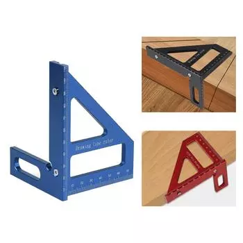 Woodworking Square Protractor Aluminum Alloy Miter Triangle Ruler 3D Multi Angle Measuring Ruler 45/90 Degree