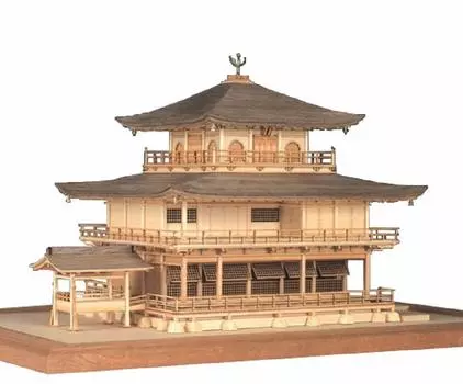 Woody Joe Rokuonji Kinkaku White Wood Model Assembly Kit 1/75 золотой
