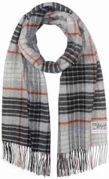 Wool Cashmere Stole Thick Plaid Pattern 60610006 60610006B White x Black 55cmx190cm [Beams Design] Women s