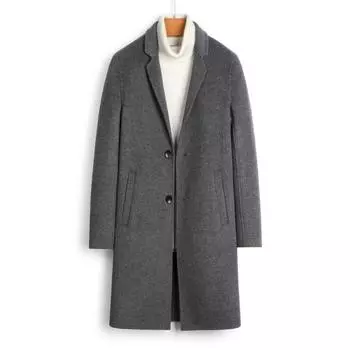 Шерстяное пальто Двустороннее шерстяное пальто ручной работы Мужское кашемировое пальто M