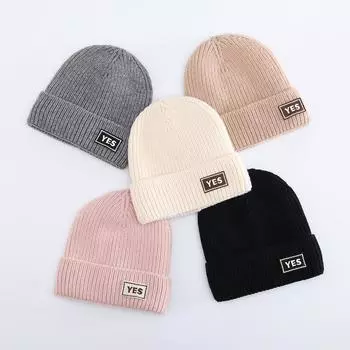 Wool hat autumn and winter women s warm and velvet fashion hat versatile new knitted hat versatile letter hat thick One size хаки