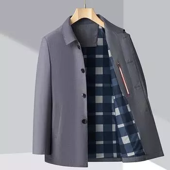 Wool jacket men s spring and autumn middle-aged and elderly business casual wool jacket large size dad wear men s button style jacket 170