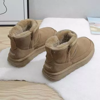 Wool snow boots women s velvet thick-soled 2024 new winter northeast thickened cotton shoes one-pedal warm short boots 35 лакричная конфета