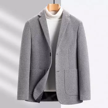 Woolen Blazer Jacket Men s Spring Autumn Casual Suit Fashion Men s Woolen Blazer Coat M