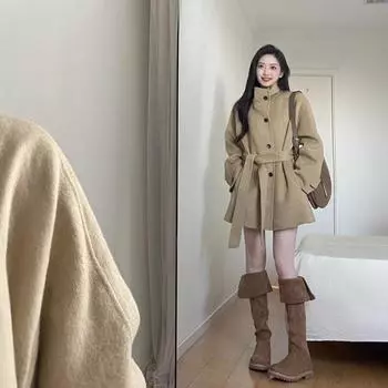 Шерстяное пальто женское осень-зима 2024 новое высококачественное пальто средней и длинной длины с теплым верхом S