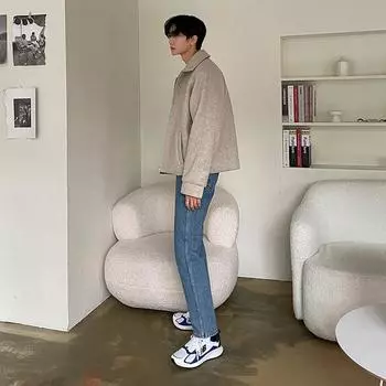 Woolen Jacket Men s Autumn and Winter Korean Style Trendy Double-sided Woolen Jacket Thickened Short Woolen Coat M