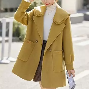 Woolen Jacket Top Winter New Pink Xiaoxiangfeng Casual Loose Warm Long-sleeved Coat M розовый