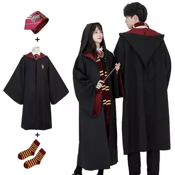Wooseibunn Гарри Поттер Мантия Косплей Унисекс Гриффиндор Хаффлпафф Слизерин Рейвенкло Костюм Вечеринка День рождения Хэллоуин Рождество Набор (XL,