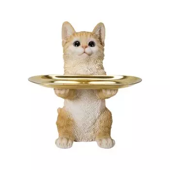 Woovia Brown tabby cat accessory holder plate with x 10 x cm Doll Figure Ornament Animal Garden Decoration Cat (removable magnet) 14.5 20.5 H22190-1