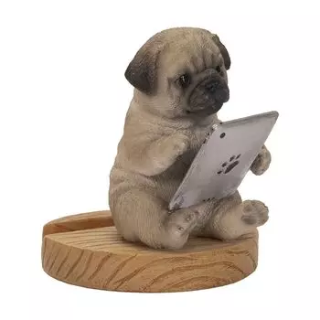 Woovia Tablet Viewing Pug Smartphone Stand xx Кукольная фигурка Украшение Животное Садовое украшение Собака 8,5 7,5 8,5 см H22331-1