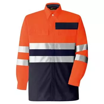 Work High Visibility JIS Standard 4L [Midori Anzen] Clothes, Shirt, VES2615, Compliant, Antistatic, Orange, оранжевый