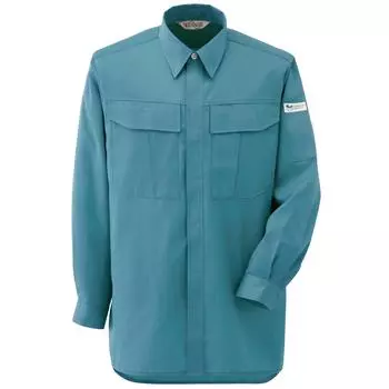 Work Long Eco Mark Mist L [Midori Anzen] Одежда, Рукава, Рубашка, Унисекс, Антистатическая, Сертифицированная, RCS2593, Верх, Синий,