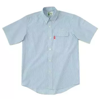 Work Short Striped Eco Mark RCS433 4L [Midori Anzen] Одежда, Рукава, Рубашка, Унисекс, Антистатический, Сертифицированный, Верх, Синий, синий