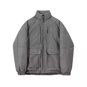 Work Style Stand Collar Cotton Coat Men s Winter Korean Style Loose Warm Thickened Jacket Cotton Coat M чёрный