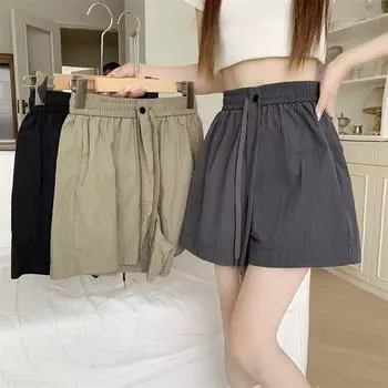 Working High-waist Shorts for Women In Summer Thin New Style High-waist Loose Casual and Slim Small Wide-leg Pants S