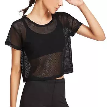 Workout Gym Clothes Quick Dry Running Shirt Tank Tops Mesh Sport Fitness Yoga Shirt Sportwear L чёрный