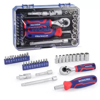 WORKPRO Bit Ratchet торцевой ключ-трещотка Driver Drive Mini Ratchet удлинитель Bit 72 Bicycle Special Case Included Set, Set, Set, Set, 34-piece Set, 6.35mm
