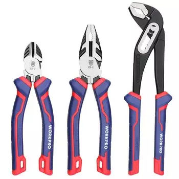 WORKPRO Pliers Pliers Water Pump Heavy Duty Home Pipe Automotive Steel Wire Cutting Set, Set, 3-piece Set, Pliers, Pliers, Nippers, Construction,