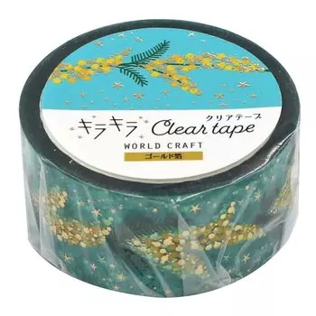 World Craft Masking Tape Glitter Clear Tape Gold Foil Width 20mm Mimosa KCT20-004